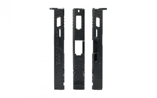 LanTac USA LLC Razorback Stripped Slide, Fits Gen 1-3 Glock 19, RMR Cut with Plate, DLC Finish, Black 01-GSS-GEN13-G19-LT