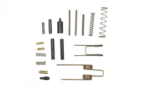 LBE Unlimited AR Essentials Kit, Includes Bolt catch plunger, Bolt catch spring, Bolt catch roll pin, Buffer retainer, Buffer retainer spring, Disconnector spring, Hammer spring, Trigger spring, Hammer pin, Trigger pin, Pivot pin detent, Pivot pin detent spring, , Takedown pin detent, Takedown pin detent spring, Selector detent, Selector detent spring, Trigger guard roll pin, Maga