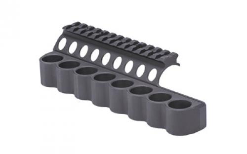 Mesa Tactical  8-Shell Side Saddle, 12 Gauge, Fits Benelli M4, SureShell Saddle Mount w/ Rail, Black Finish 90890