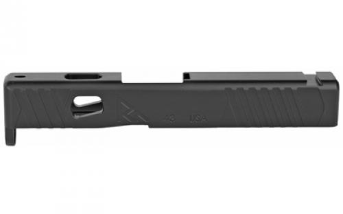 Rival Arms Match Grade Upgrade Slide For Glock 43, Front and Rear Serrations, Satin Black Quench-Polish-Quench (QPQ) Finish RA-RA10G305A