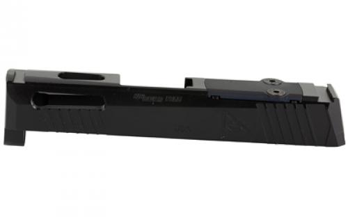 Rival Arms Sig P365 Slide w/ Shield RMSC Footprint, A1, Recessed Slide Cuts, Front/Rear Serrations, Three Window Cuts For More Efficient Cooling and Airflow, Matte Black RA-RA10P002A