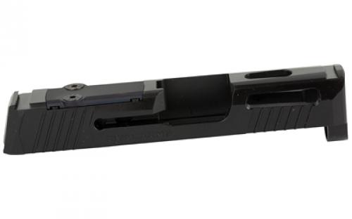 Rival Arms Sig P365 Slide w/ Shield RMSC Footprint, A1, Recessed Slide Cuts, Front/Rear Serrations, Three Window Cuts For More Efficient Cooling and Airflow, Matte Black RA-RA10P002A