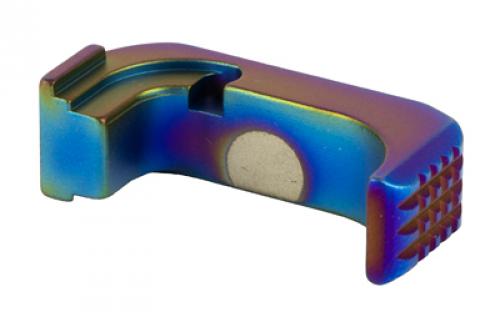 Shield Arms Premium Mag Release, For Glock 43X/48, Anodized Finish, Peacock/Rainbow, Right Hand Only G43X-PRM-PBF-RH