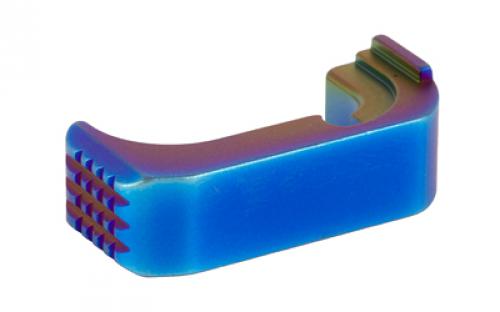 Shield Arms Premium Mag Release, For Glock 43X/48, Anodized Finish, Peacock/Rainbow, Right Hand Only G43X-PRM-PBF-RH
