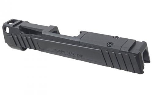 Sharps Bros. 365X Improved Stripped Slide, For Sig P365/P365X,  Optic Cut Compatible With Shield RMS-C, Integrated Compensator, Nitride Finish, Black SB365-IMP