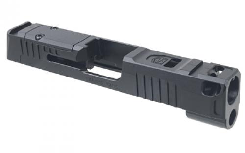 Sharps Bros. Improved Slide, Fits Sig P365/P365X/P365XL, Integrated Compensator, RMSC Footprint Optic Cut, Nitride Finish, Black, Included Optic Plate, Does Not Include Barrel, Sights, or Internals SB365XL-IMP