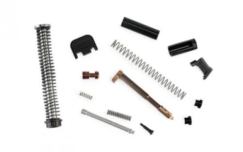 Zaffiri Precision UPK, Upper Parts Kit, For Glock 19 Gen 4, Includes Firing Pin and Spring, Firing Pin Spacer Sleeve, Firing Pin Channel Liner, Spring Cups, Safety Plunger and Spring, Extractor, Extractor Depressor Plunger Assembly, Slide Recoil Cover Plate, Upgraded Stainless Steel Guide Rod 19.4.UPK