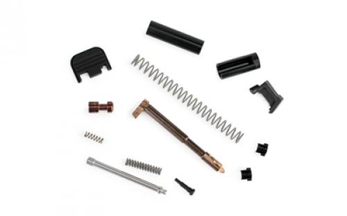 Zaffiri Precision UPK, Upper Parts Kit, Does not Include Guide Rod, For Glock 17/19/26/34 Gen 1-4, Includes Firing Pin and Spring, Firing Pin Spacer Sleeve, Firing Pin Channel Liner, Spring Cups, Safety Plunger and Spring, Extractor, Extractor Depressor Plunger Assembly, Slide Recoil Cover Plate UPK
