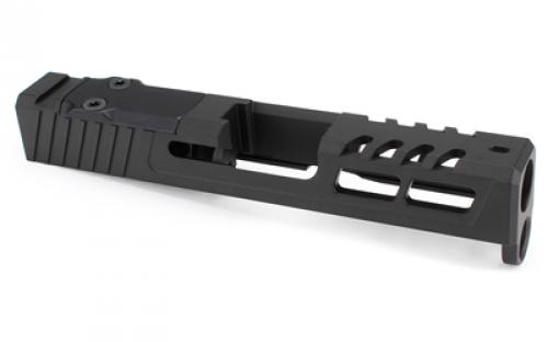 Zaffiri Precision ZPS.2, Optics Ready Stripped Slide, RMSc Footprint, Lightening Cuts, Cerakote Finish, Armor Black, For Glock 43, Includes Black Anodized Optics Plate Cover and Screws ZPS.2.43.BLK