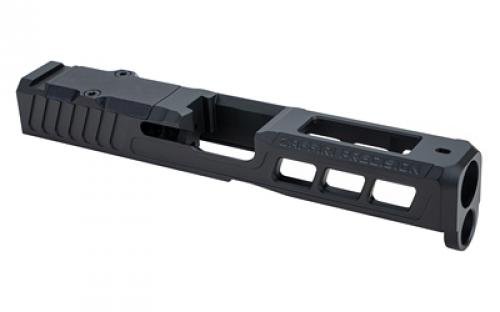 Zaffiri Precision ZPS.3, Optics Ready Stripped Slide, RMR Footprint, Lightening Cuts, Cerakote Finish, Armor Black, For Glock 19 Gen 5, Includes Black Anodized Optics Plate Cover and Screws ZPS.3.19.G5.BLK
