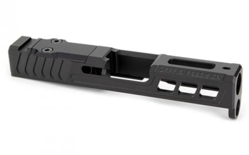 Zaffiri Precision ZPS.3, Optics Ready Stripped Slide, RMSc Footprint, Lightening Cuts, Cerakote Finish, Armor Black, For Glock 43, Includes Black Anodized Optics Plate Cover and Screws ZPS.3.43.BLK