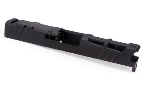 Zaffiri Precision ZPS.4, Optics Ready Stripped Slide, RMR Footprint, Lightening Cuts, Cerakote Finish, Armor Black, For Glock 19 Gen 3, Includes Black Anodized Optics Plate Cover and Screws ZPS.4.19.BLK