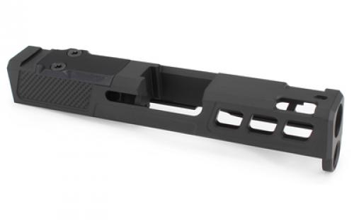 Zaffiri Precision ZPS.P, Optics Ready Stripped Slide, RMSc Footprint, Lightening Cuts, Cerakote Finish, Armor Black, For Glock 43, Includes Black Anodized Optics Plate Cover and Screws ZPS.P.43.BLK