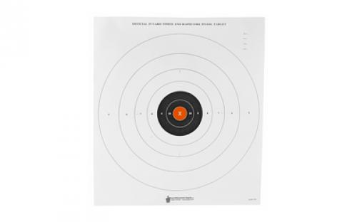 Action Target B-8, 25-Yard Timed And Rapid Fire Target, Black With Orange Center X-Ring, 21x24, 100 Per Box B-8(P)OC-100