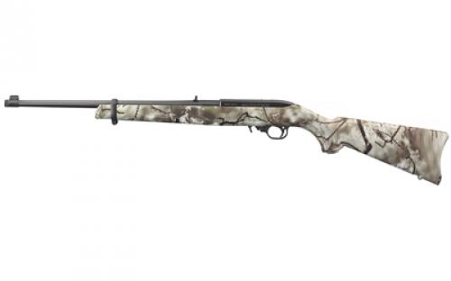 Ruger 10/22 Carbine, Semi-Automatic Rifle, 22 LR, 18.5 Threaded Barrel, Satin Black Finish, Alloy Steel, Go Wild Camo Rock Star Synthetic Stock, Adjustable Rear and Gold Bead Front Sight, 10Rd, Includes 40 Soft carry case 31113