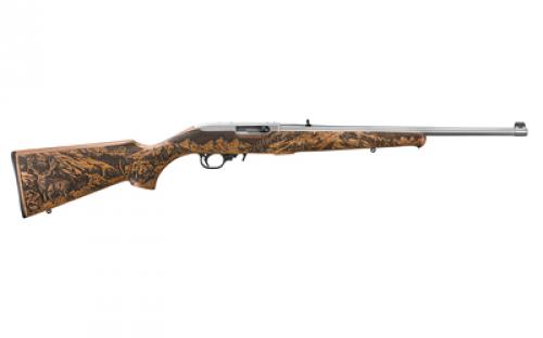 Ruger 10/22, Mule Deer Foundation, TALO, Semi-automatic Rifle, 22 LR, 18.5 Barrel, Satin Stainless Finish, Mule Deer Engraved Walnut Stock, Gold Bead Front Sight, 10 Rounds, 1 Magazine 31188