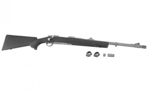 Ruger Hawkeye Alaskan, Bolt-Action Rifle, 300 Winchester Magnum, 20" Cold Hammer Forged Barrel, Hawkeye Matte Black Finish, Stainless Steel, Hogue OverMolded Stock, Adjustable Rear & Bead Front Sight, 3Rd, Includes Scope Rings, Muzzle Brake 57102