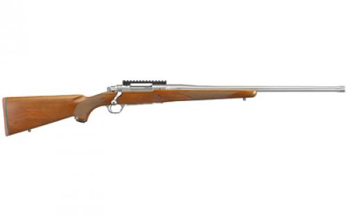 Ruger Hawkeye Hunter, Bolt Action Rifle, 7MM Remington Magnum, 24" Free Floated Cold Hammer Forged Barrel, 5/8X24 Threads, Satin Stainless Finish, Walnut Stock, Right Hand, LC6 Trigger, 3Rd 57124