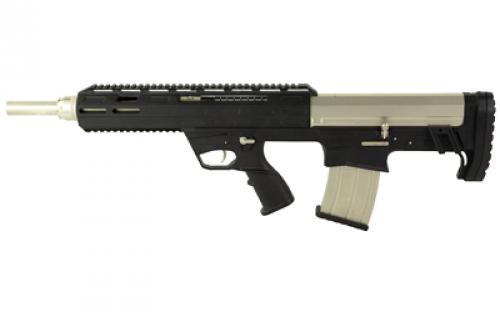 Tokarev Shotguns TBP 12M, Semi-automatic Shotgun, Bullpup, 12 Gauge, 3 Chamber, 18.5 Chrome Lined Barrel, Tsunami Finish, Black and Silver, Front/Rear Flip-up Sights, Includes 3 Benelli Mobil Chokes - Full, Modified & Cylinder, 5 Rounds, 1 Magazines 21000107