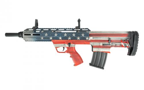 Tokarev Shotguns TBP 12 AF, Semi-automatic Shotgun, 12 Gauge, 3 Chamber, 18.5 Chrome Lined Barrel, Bull-pup Design, Custom American Flag Finish, Front/Rear Flip-up Sights, Includes 3 Benelli Mobil Chokes - Full, Modified & Cylinder, 5 Rounds, 1 Magazines 21000164