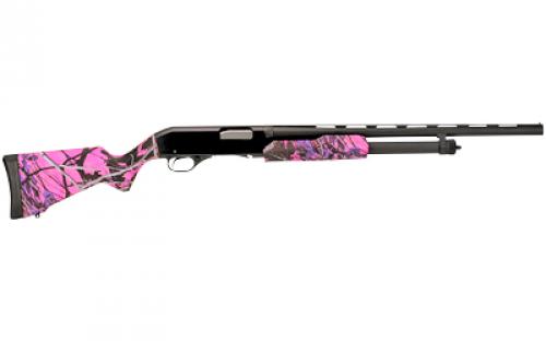 Stevens 320 Field Grade Muddy Girl Compact, Pump Action Shotgun, 20 Gauge 3" Chamber, 26" Vent Rib Barrel, Matte Finish, Black, Muddy Girl Camo Polymer Stock, Right Hand, Modified Choke, Bead Sight, 5 Rounds 22560