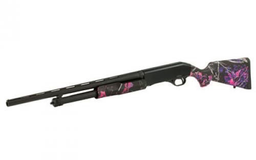 Stevens 320 Compact, Pump Action Shotgun, 20 Gauge, 3" Chamber, 22" Vent Rib Barrel, Matte Finish, Black, Muddy Girl Camo Stock, Right Hand, 5 Rounds 22561
