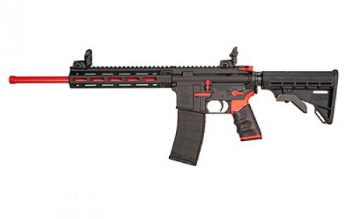 Tippmann Arms Company M4-22 Redline Compliant, Semi-automatic Rifle, AR, 22 LR, 16 Barrel, Red, Composite MLOK Handguard, Matte Finish, Black, Red Accents, M4 Collapsible Stock, TandemKross Hive Grip, Front/Rear Flip Sights, 1 Magazine, 10 Rounds A101109