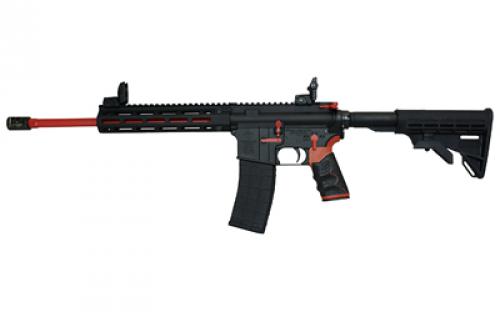 Tippmann Arms Company M4-22 Redline, Semi-automatic Rifle, AR-15 Style, 22 LR, 16 Barrel, Red, Composite MLOK Handguard, Matte Finish, Black, Red Accents, M4 Collapsible Stock, TandemKross Hive Grip, Front/Rear Flip Sights, 1 Magazine, 25 Rounds A101111