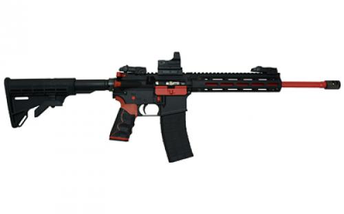 Tippmann Arms Company M4-22 Redline, Semi-automatic Rifle, AR-15 Style, 22 LR, 16" Barrel, Red, Composite MLOK Finish, Matte Finish, Black, Red Accents, M4 Collapsible Stock, TandemKross Hive Grip, Front/Rear Flip Sights, 1 Magazine, 25 Rounds, Includes Hawke Reflex Sight A101112