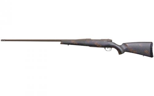 Weatherby Mark V, Backcountry 2.0, Bolt Action Rifle, 280 Ackley Improved, 24 Fluted Steel Barrel, Threaded 1/2x28, #1 Contour, Cerakote Finish, Patriot Brown, Dark Green and Brown Sponge Accents, Exposed Carbon Fiber Stock, Muzzle Brake, 4 Rounds, Right Hand MBC20N280AR6B