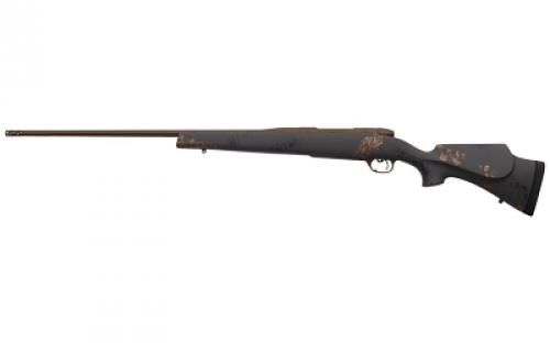 Weatherby Mark V Camilla Ultralight, Bolt Action Rifle, 243 Winchester, 24 Barrel, #1 Fluted Light Contour, Cerakote Finish, Midnight Bronze, Fiberglass Stock, Black with Smoke and Gold Sponge Accents, Muzzle Brake (adds 2), 4 Rounds, Right Hand MCU03N243NR4B