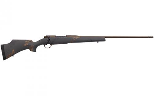 Weatherby Mark V Camilla Ultralight, Bolt Action Rifle, 243 Winchester, 24" Barrel, #1 Fluted Light Contour, Cerakote Finish, Midnight Bronze, Fiberglass Stock, Black with Smoke and Gold Sponge Accents, Muzzle Brake (adds 2"), 4 Rounds, Right Hand MCU03N243NR4B