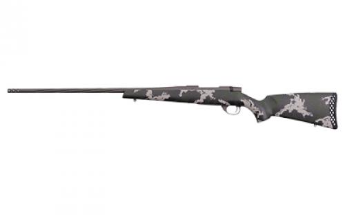 Weatherby Vanguard, Talon, Bolt Action Rifle, 270 Winchester, 26 Fluted Barrel, Muzzle Brake, Cerakote Finish, Graphite Black, Peak 44 Blacktooth Carbon Fiber Stock, Green and White Spinge Pattern, 4 Rounds, Hinged Floorplate Bottom Metal VTE270NR6B