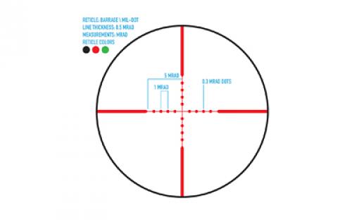 Firefield Barrage, Rifle Scope, 1.5-5X32MM, Red/Green Illuminated Mil-Dot Reticle, IPX4 Waterproof, Integrated Mount, Matte Finish, Black FF13061