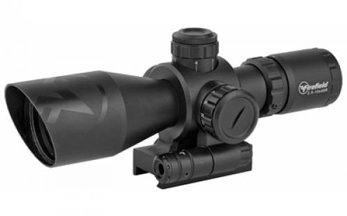Firefield Barrage Rifle Scope, 2.5-10X40, Black, Class IIIA Red Laser, Illuminated Red/Green Mil-Dot Reticle, 2-Piece Mount FF13065