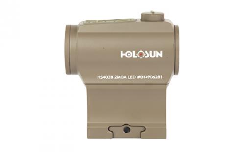 Holosun Technologies 403B, Reflex Sight, Dot Reticle, 2 MOA Red Dot, Aluminum Housing, Matte Finish, Flat Dark Earth, Solar with Internal Battery HE403B-FDE