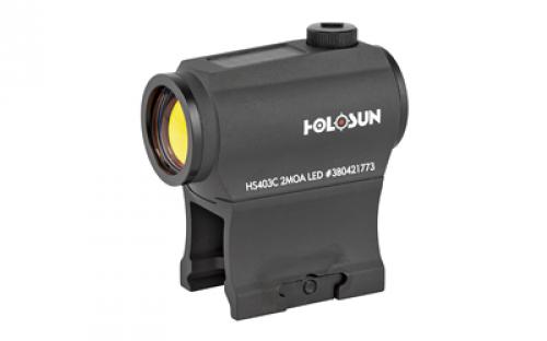 Holosun Technologies 403C, Red Dot, N/A, N/A, Black, 2MOA Dot, High and Low Mount, Solar with Internal Battery HS403C