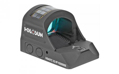 Holosun Technologies 407C-X2, Red Dot, 2 MOA, Black, Side Battery, Solar Failsafe, Mount Not Included HS407C X2