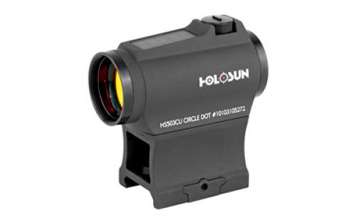 Holosun Technologies Micro Red Dot, 2MOA Dot Only or a 2MOA Dot with 65MOA Circle, Solar With Internal Battery, Includes Low and Lower 1/3 Co-Witness Mount, Housing Shrouds for Windage and Elevation Turrets, Fits 1913 Picatinny Rail, Black HS503CU