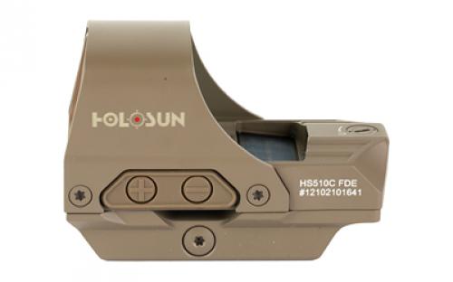 Holosun Technologies HS510C, Reflex Sight, Multiple Reticle, 65 MOA Circle, 2 MOA Red Dot, Aluminum Housing, Matte Finish, Flat Dark Earth, Solar with Internal Battery HS510C-FDE