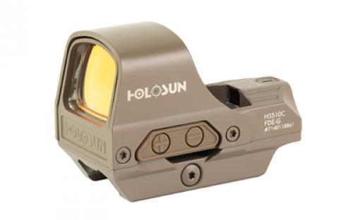 Holosun Technologies HS510C, Reflex Sight, Multiple Reticle, 65 MOA Circle, 2 MOA Green Dot, Aluminum Housing, Matte Finish, Flat Dark Earth, Solar with Internal Battery HS510C-GR-FDE