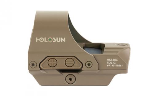 Holosun Technologies HS510C, Reflex Sight, Multiple Reticle, 65 MOA Circle, 2 MOA Green Dot, Aluminum Housing, Matte Finish, Flat Dark Earth, Solar with Internal Battery HS510C-GR-FDE
