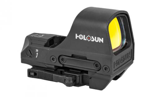 Holosun Technologies Open Reflex, 2MOA Dot or 2MOA Dot with 65MOA Circle, Solar with Internal Battery, Quick Release Mount, AR Riser, Protective Hood, Black Finish HS510C