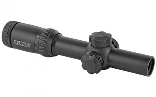 Konus KonusPro, M30 Riflescope, Rifle Scope, 1-6X24mm, 30mm Tube, German Post Reticle with Illuminated Circle and Center Dot, Matte Black Finish, Includes Lens Covers and Cleaning Cloth 7182