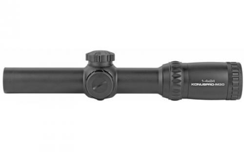 Konus KonusPro, M30 Riflescope, Rifle Scope, 1-4X24mm, 30mm Tube, German Post with Illuminated Circle and Center Dot, Matte Black Finish, Includes Lens Covers and Cleaning Cloth 7184