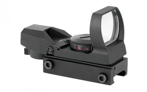 NCSTAR 4 Reticle Reflex, 4 Reticles,(Bullseye, Star Burst, Dot, and Cross), Black, Weighs 4.3oz, 3MOA Dot, 7  Brightness Settings, Clamp on Weaver/Picatinny Rail Mount D4RGB