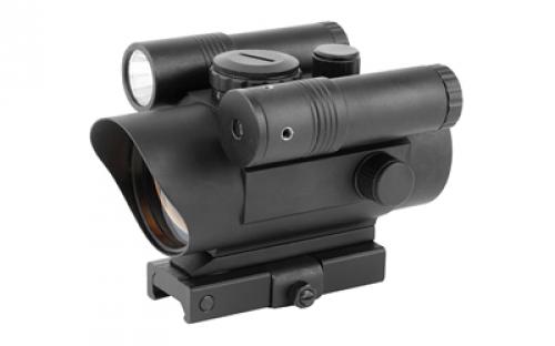 NCSTAR Red Dot Optics with Green Laser & Flashlight, 42mm Objective Lens, Black, 3MOA Red Dot, Fits Weaver/Picatinny Rails VDFLGQ142