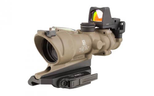 Trijicon ACOG ECOS, 4X32mm Dual Illuminated Green Crosshair 5.56 Reticle, Backup Iron Sights, Quick Release Mount, LED 3.25 MOA Red Dot RMR Type 2, Cerakote Flat Dark Earth Finish TA31-D-100554