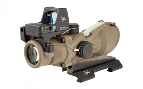Trijicon ACOG ECOS, 4X32mm Dual Illuminated Green Crosshair 5.56 Reticle, Backup Iron Sights, Quick Release Mount, LED 3.25 MOA Red Dot RMR Type 2, Cerakote Flat Dark Earth Finish TA31-D-100554