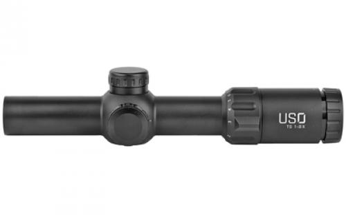 US Optics TS Series Rifle Scope, 1-8X24mm, 30mm Main Tube, Second Focal Plane, 0.5 MOA Adjustments, Black, Simple Crosshair Reticle with Red Dot TS-8X SFP